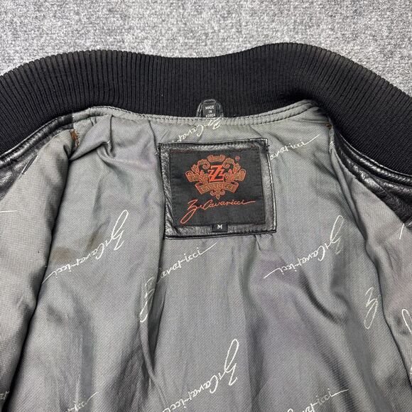 Vintage Z Cavaricci Black Leather Bomber Jacket Women’s Size Medium - Picture 7 of 11